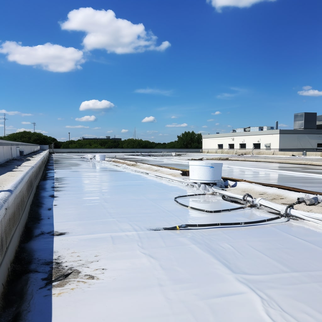 commercial TPO roof with leak